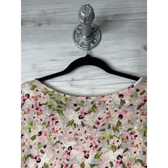 J Jill Love Linen Shirt Womens Large Floral 3/4 Sleeve Lightweight Button Up Top - Picture 2 of 10